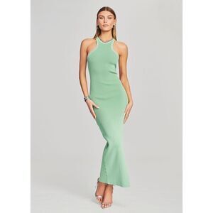 $195 SER.O.YA SOFIE RIB KNIT DRESS in Green, Large